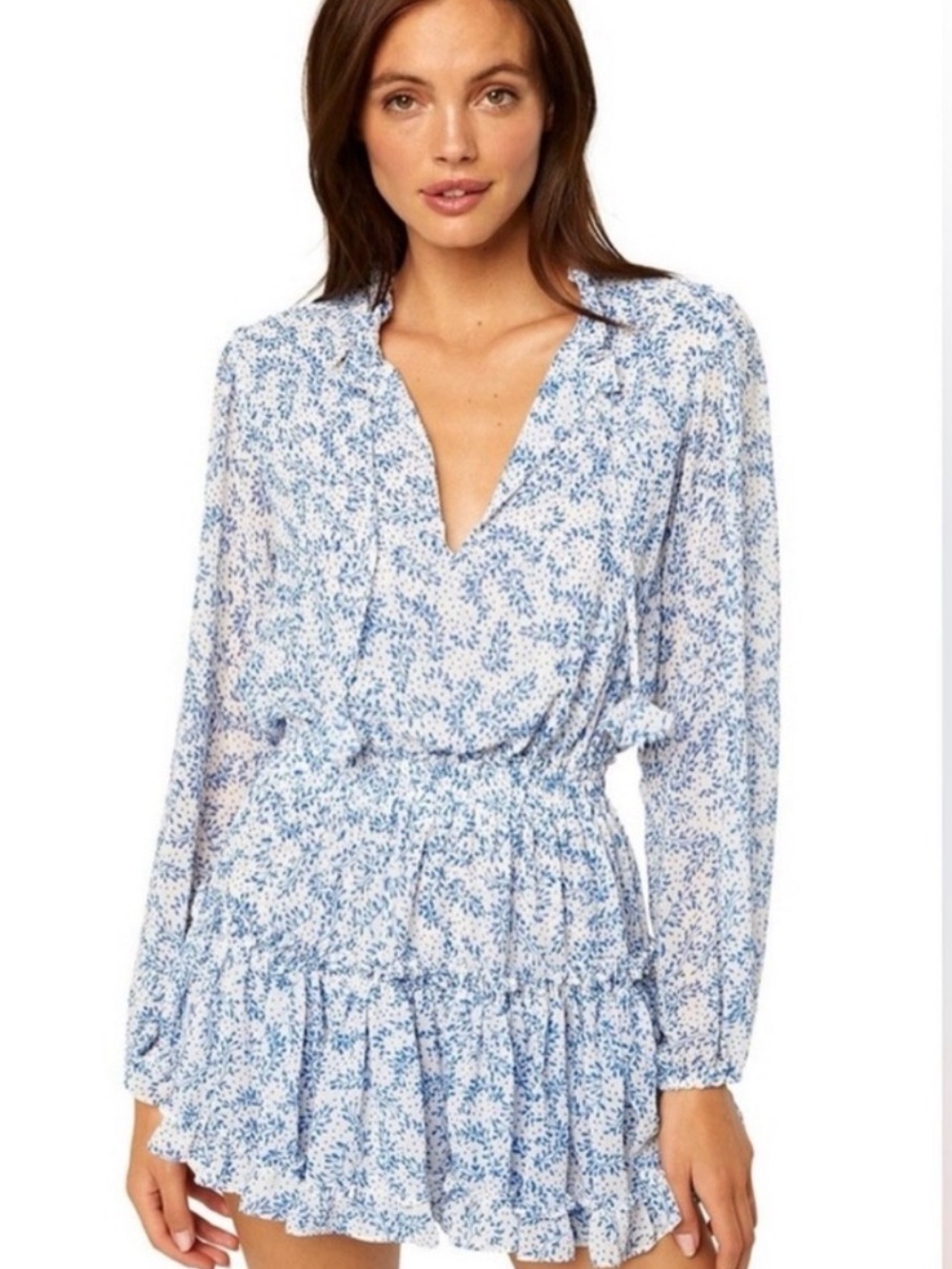 Misa Los Angeles Blue and White Floral Mini Dress